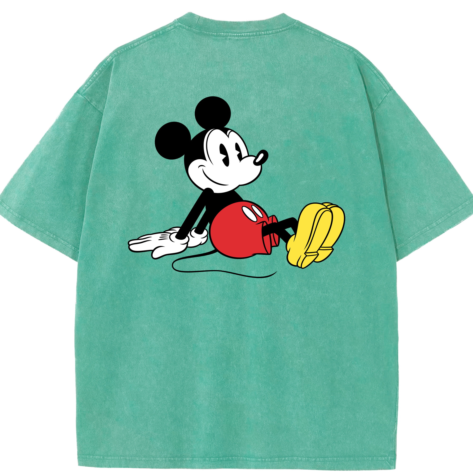（画像用） ミッキーマウス Mickey Mouse 綿100% ヴィンテージ風 半袖Tシャツ（背面プリント）